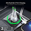 Esoulk Dual USB C+C Car Charger (WHITE) (40W) (Only Ground Shipping)