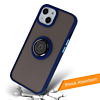 Hard PC Rear / Soft TPU Colorful Border Case with I-ring Holder - NAVY BLUE for iPhone 13 Pro (Only Ground Shipping)
