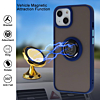 iPhone 13 Mini Hard PC Rear / Soft TPU Colorful Border Case with I - ring Holder - NAVY BLUE (Only Ground Shipping)