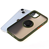 iPhone 13 Mini Hard PC Rear / Soft TPU Colorful Border Case with I - ring Holder - DARK GREEN (Only Ground Shipping)