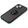 Hard PC Rear / Soft TPU Colorful Border Case with I-ring Holder - DARK GREEN for iPhone 13 Pro (Only Ground Shipping)