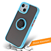 Hard PC Rear / Soft TPU Colorful Border Case with I-ring Holder - LIGHT BLUE for iPhone 13 Pro (Only Ground Shipping)