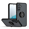 Galaxy S24FE Hard PC Rear / Soft TPU Colorful Border Case with I - ring Holder - BLACK (Only Ground Shipping)