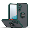 Galaxy S24FE Hard PC Rear / Soft TPU Colorful Border Case with I - ring Holder - DARK GREEN (Only Ground Shipping)