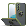 Galaxy S24FE Hard PC Rear / Soft TPU Colorful Border Case with I - ring Holder - NAVY GREEN (Only Ground Shipping)