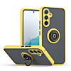 Galaxy S24FE Hard PC Rear / Soft TPU Colorful Border Case with I - ring Holder - YELLOW (Only Ground Shipping)