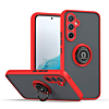 Galaxy S24FE Hard PC Rear / Soft TPU Colorful Border Case with I - ring Holder - RED (Only Ground Shipping)