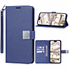 Elegant Leather Wallet Case with Wristlet Strap - BLUE for Galaxy S25E (Only Ground Shipping)