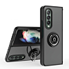 Galaxy Z Fold 4 Hard PC Rear / Soft TPU Colorful Border Case with I - ring Holder - BLACK (Only Ground Shipping)