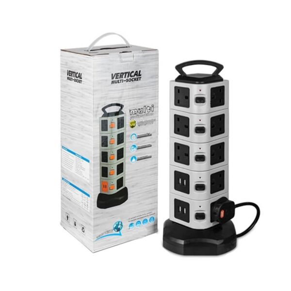 5 Layer Multi Plug Socket Charging Station - 18AC Outlets 4 USB Ports