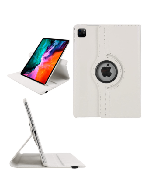 iPad Pro 12.9 (3rd / 4th / 5th) 360 Degree Rotating Leather Swivel Stand Case - WHITE