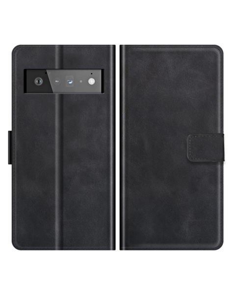 Google Pixel 6 Leather Wallet Case with Card Slot - BLACK