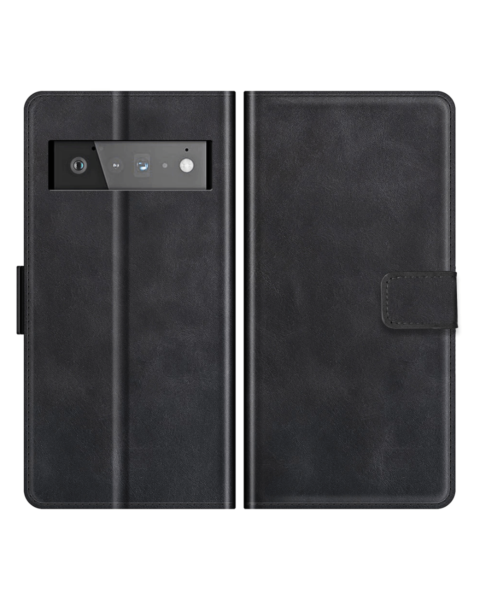 Google Pixel 6 Plus Leather Wallet Case with Card Slot - BLACK