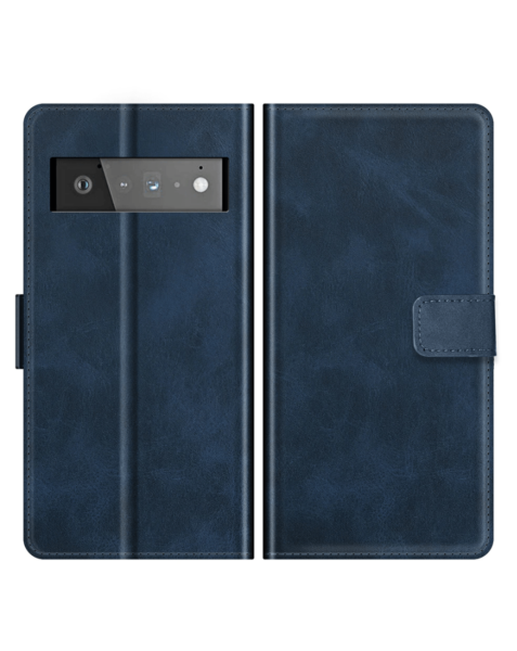 Google Pixel 6 Leather Wallet Case with Card Slot - DARK BLUE