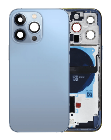 Stock up on the Back Housing Frame with Small Components Pre-Installed for iPhone 13 Pro NO LOGO US Version SIERRA BLUE.

