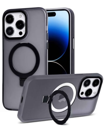 Carbon Wireless Charging Case with Ring Stand - BLACK for iPhone 13 Pro Max (Only Ground Shipping)