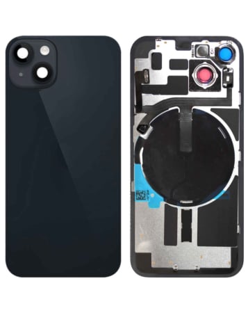 Purchase the midnight back glass with frame, wireless NFC charging flex, and MagSafe magnet for iPhone 14, no logo.