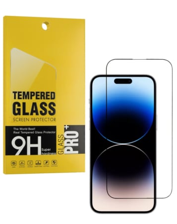 Order the Anti-Scratch Edge-to-Edge Black Rim Coverage for iPhone 14 Pro Max, 2.5D, 1 piece.
