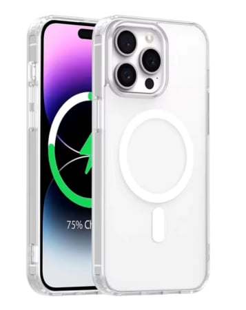 Hard PC Rear / Soft TPU Wireless Charging Case - CLEAR for iPhone 15 Pro Max (Only Ground Shipping)