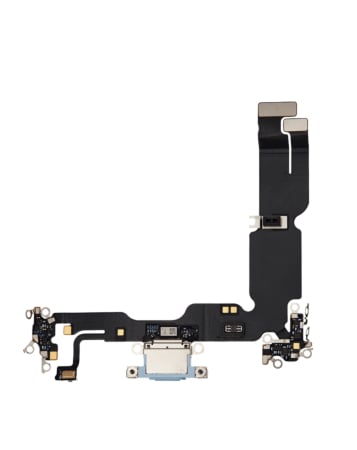Stock up on the Charging Port Flex Cable for iPhone 15 Plus in Blue, aftermarket version.
