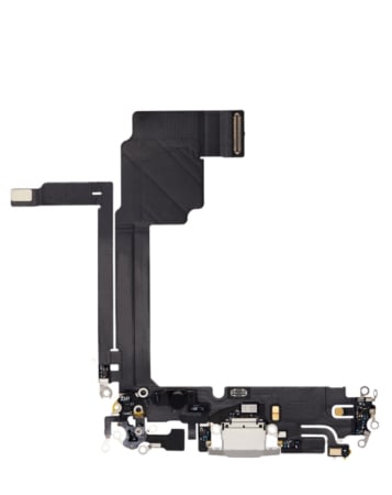 Stock up on the premium charging port flex cable for iPhone 15 Pro Max in white titanium.