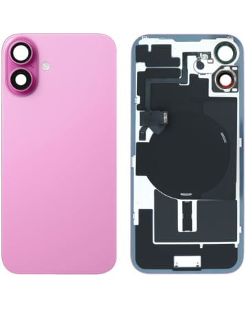 Back Glass (NO LOGO) (PINK) with Frame and Wireless NFC Charging Flex and MagSafe Magnet for iPhone 16 Plus