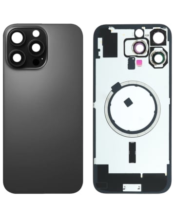 Back Glass with Frame and MagSafe Magnet for iPhone 16 Pro Max (NO LOGO) (BLACK TITANIUM)