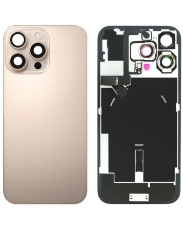 Back Glass (NO LOGO) (DESERT TITANIUM) with Frame and Wireless NFC Charging Flex and MagSafe Magnet for iPhone 16 Pro Max