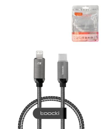 Toocki USB C-L Crystal Fast Braided Charging Data Cable (BLACK) (20W) (3ft) (Only Ground Shipping)
