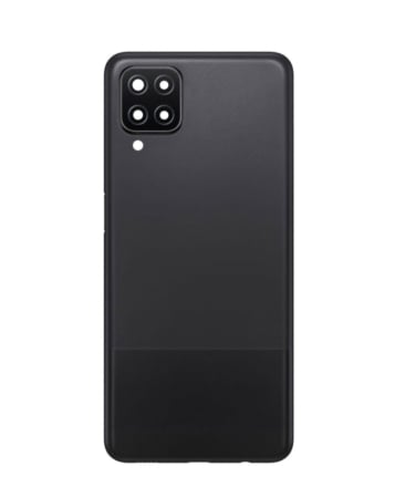 Back Glass with Camera Lens and Adhesive for Galaxy A12 (A125 / 2020) (NO LOGO) (BLACK)