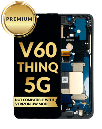 OLED Assembly with Frame for LG V60 ThinQ 5G UW (V605) (Not Compatible with Verizon UW Model) (BLACK) (Premium)