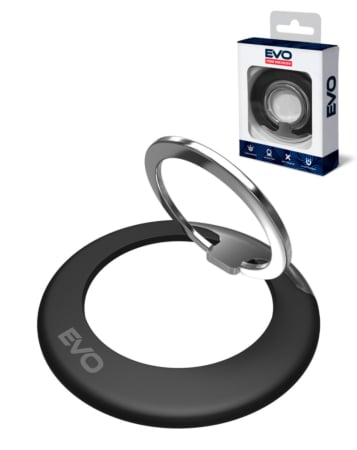 EVO PO1 Magnetic Phone Ring Compatible w/ Wireless Charging - BLACK (Only Ground Shipping)