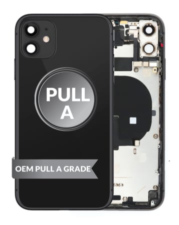 Shop the Back Housing Frame with Small Components Pre-Installed for iPhone 11 in black, OEM pull A grade.