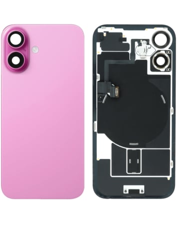Buy the back glass in pink OEM Pull A Grade with frame and wireless NFC charging flex and MagSafe magnet for iPhone 16.