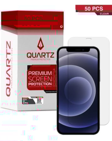 QUARTZ Clear Tempered Glass for iPhone 12 / 12 Pro (Pack of 50)