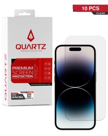 QUARTZ Clear Tempered Glass for iPhone 14 Pro Max (Pack of 10)
