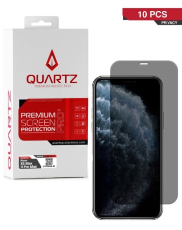 QUARTZ Privacy Tempered Glass for iPhone XS Max / 11 Pro Max (Pack of 10)
