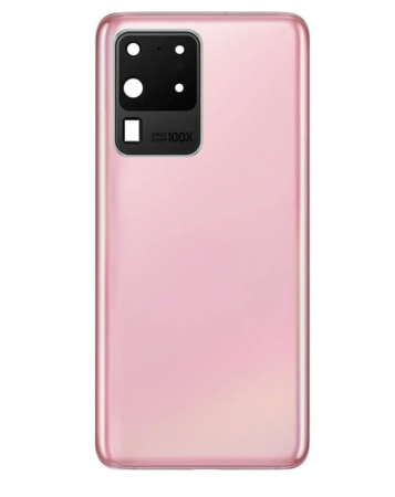 Back Glass with Camera Lens and Adhesive for Galaxy S20 Ultra (NO LOGO) (COSMIC PINK)
