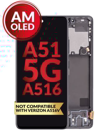 OLED Assembly with Frame for Galaxy A51 5G (A516 / 2020) (PRISM CUBE BLACK) (Non Verizon) (Aftermarket OLED)