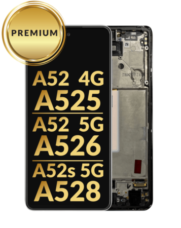 OLED Assembly with Frame (AWESOME BLACK) (Premium) for Galaxy A52 4G (A525 / 2021) / A52 5G (A526 / 2021) / A52s 5G (A528 / 2021)