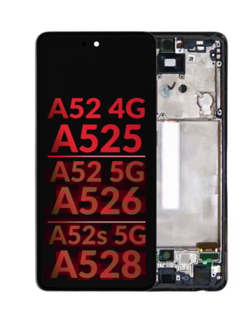 OLED Assembly with Frame (AWESOME BLACK) (Aftermarket OLED) for Galaxy A52 4G (A525 / 2021) / A52 5G (A526 / 2021) / A52S 5G (A528 / 2021)