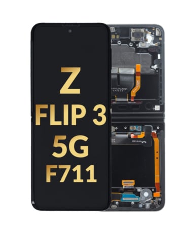 OLED Assembly with Frame for Galaxy Z Flip 3 F711 (PHANTOM BLACK) (US & International)