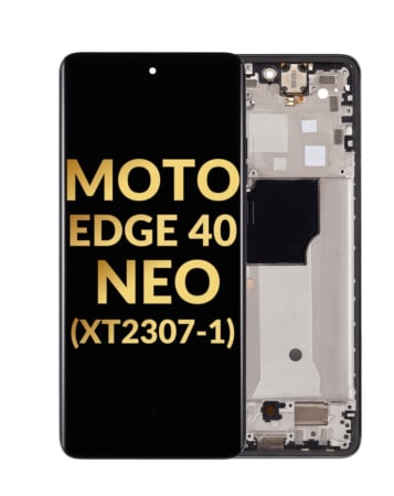 OLED Assembly with Frame for Motorola Moto Edge 40 Neo (XT2307-1 / 2023) (BLACK BEAUTY) (Premium)