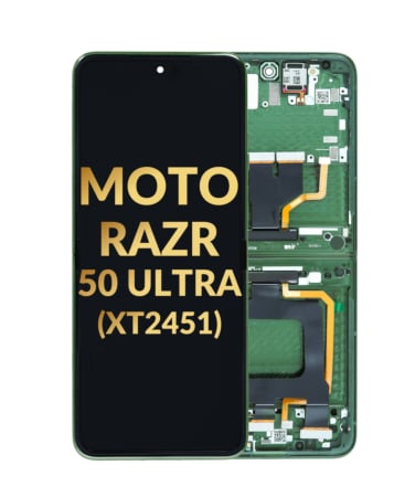 Main OLED Assembly with Frame for Motorola Moto Razr 50 Ultra (XT2451 / 2024) (SPRING GREEN) (Premium)