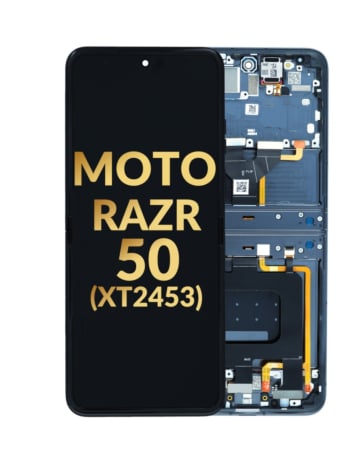 Main OLED Assembly with Frame for Motorola Moto Razr 50 (XT2453 / 2024) (KOALA GREY) (Premium)
