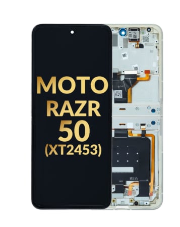 Main OLED Assembly with Frame for Motorola Moto Razr 50 (XT2453 / 2024) (BEACH SAND) (Premium)