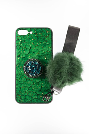 Bling Diamond Pom Pom Holder Soft Phone Case - Style 3 for iPhone 8P / 7P (Only Ground Shipping)