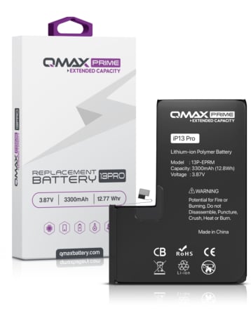 Buy the QMAX Prime Extended Capacity Replacement Battery for iPhone 13 Pro Spot Weld NOT Required 3300 mAH.
