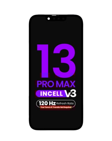 Grab the wholesale deals on the aftermarket Incell QV7 V3 120Hz LCD assembly for iPhone 13 Pro Max, true tone programming and IC transfer not required.

