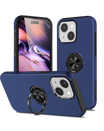 Dual Layer Case with Magnetic Ring - NAVY BLUE for iPhone 13 / 14 (Only Ground Shipping)